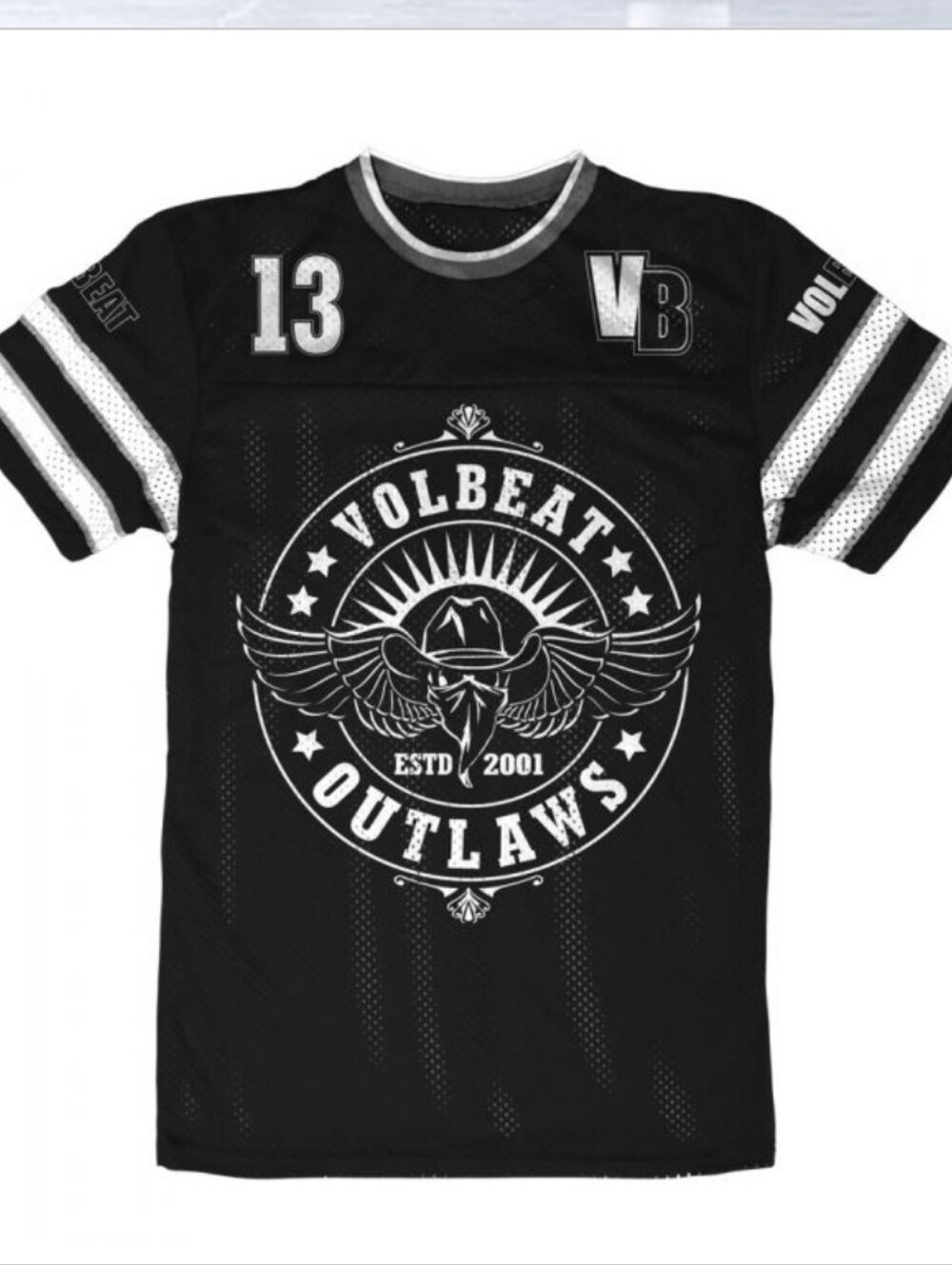 RARE - Volbeat Outlaws Black & White Mesh Hockey Jersey #13 Denmark - Size Small